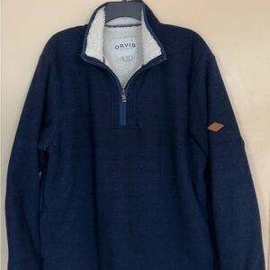 Orvis Men's Dark Blue Zip-Up Sweater